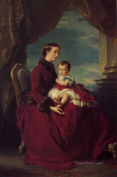 The Empress Eugenie Holding Louis Napoleon the Prince Imperial on her K royalty portrait Franz Xaver Winterhalter Oil Paintings